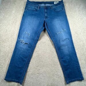 Buffalo David Bitton Axel Slim Fit Jeans Mens 38x30 Blue Denim Cotton Distressed